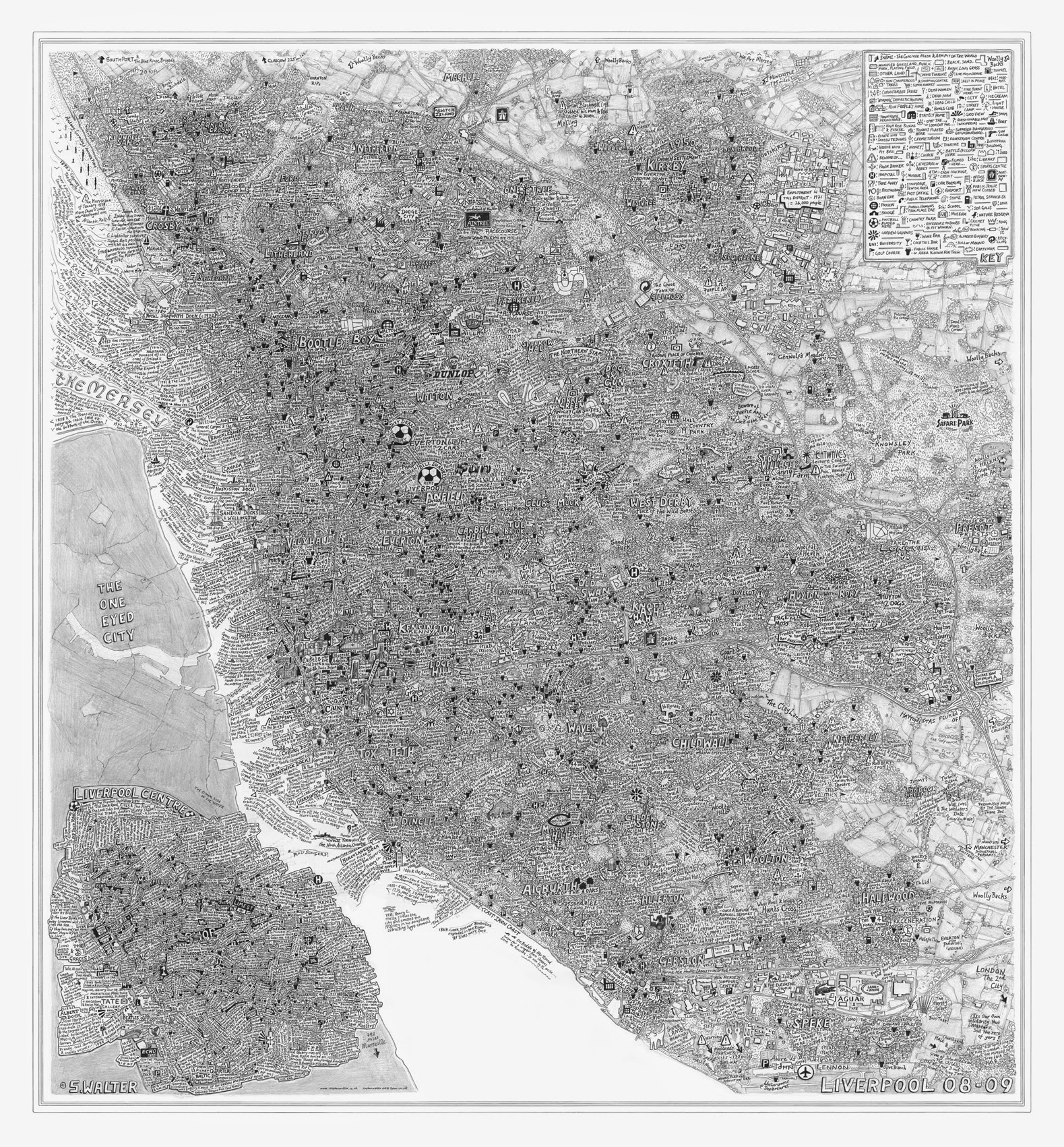 Map of Liverpool Lithograph by Stephen Walter